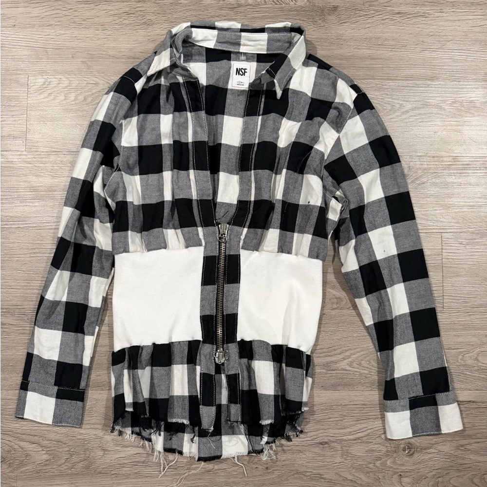 NSF Women's Black and White Checkered Long Sleeve‎